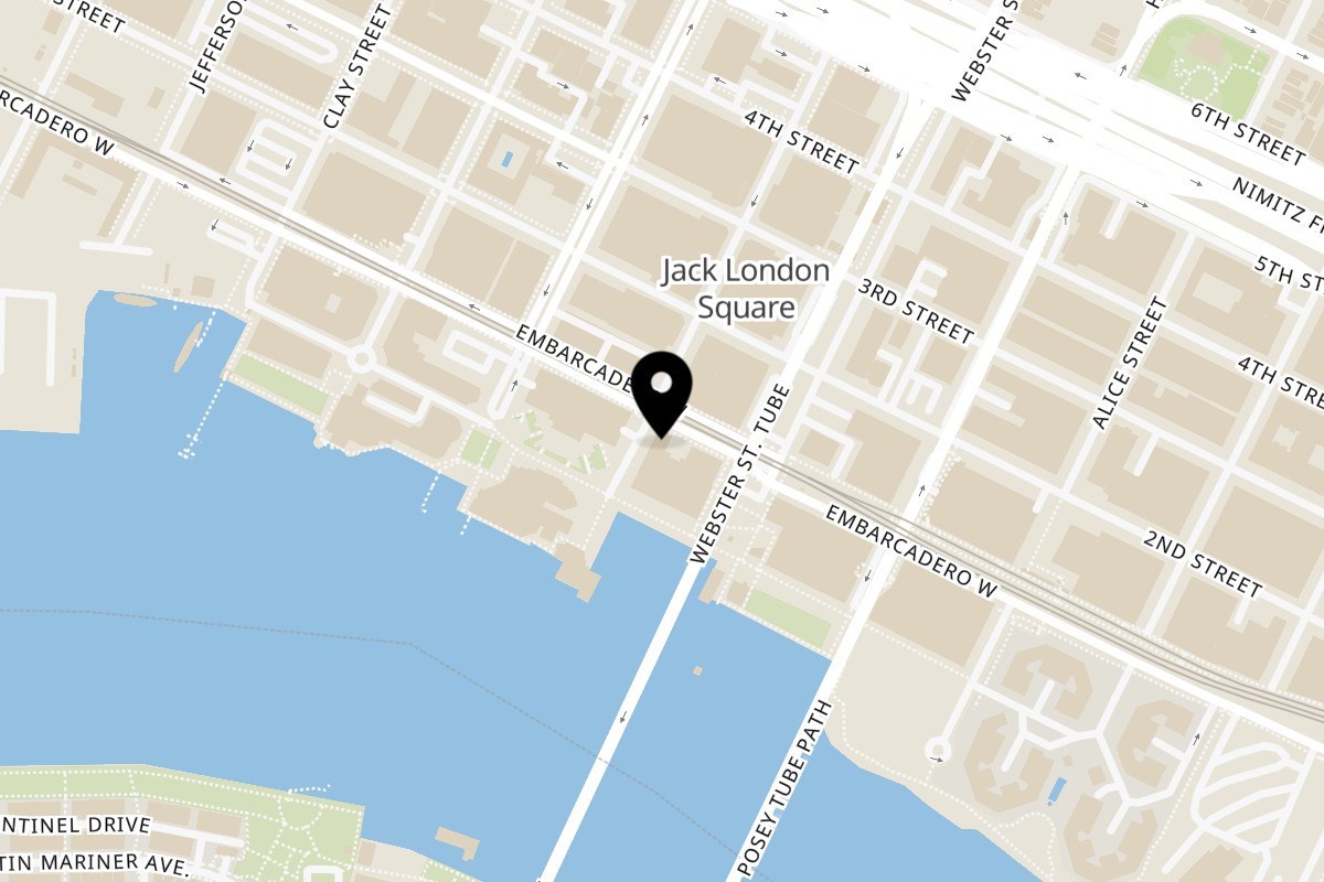 Map showing the location of NōKA Ramen & Bar on 90 Franklin St in Oakland